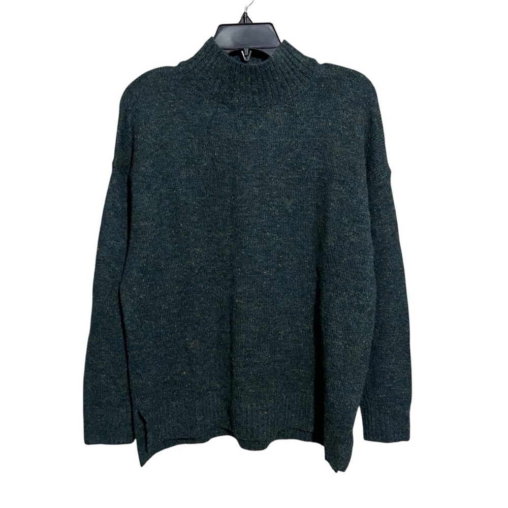 Well Worn Women's Mock Neck Nep Yarn Sweater, Green, Size M